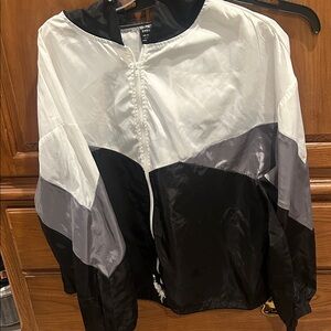 Black and White Colorblock Windbreaker